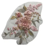 

DIY rhinestone beaded sequin lace embroidery applique embroidered patch fabric clothing 3D flower for jeans
