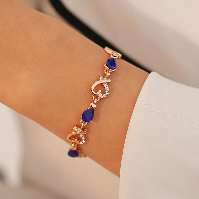 

Hot hot style fashion temperament diamond heart-shaped bracelet with crystal bracelet hollow out flowers, Picture shows