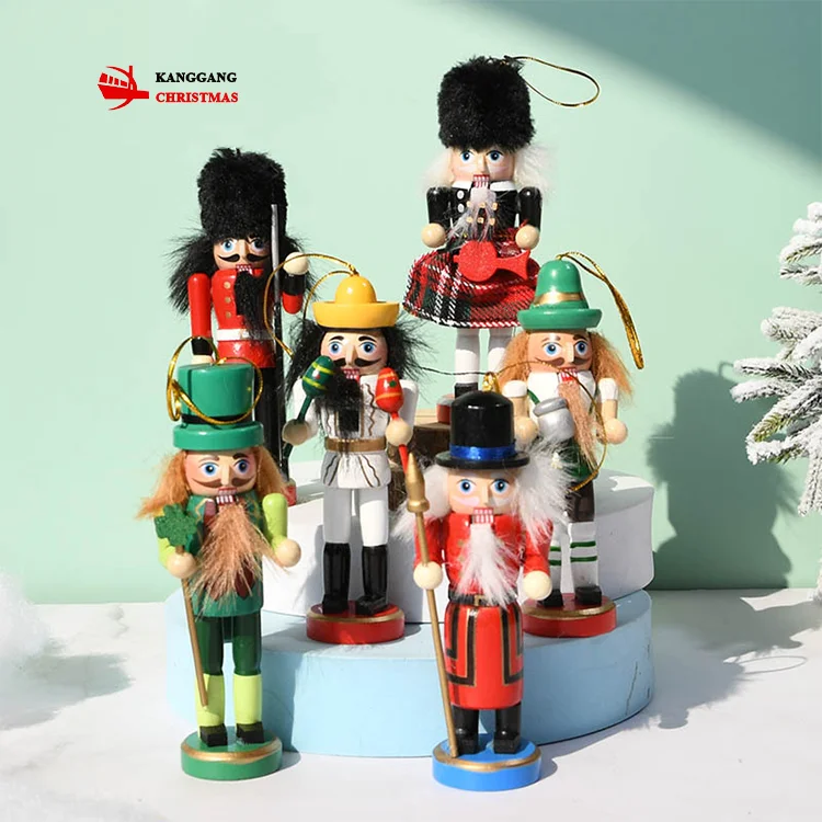 

New Scottish Style 6pcs 13cm Nutcracker Puppet Man King Soldier Holiday Decoration Christmas Tree Pendant Nutcracker Set
