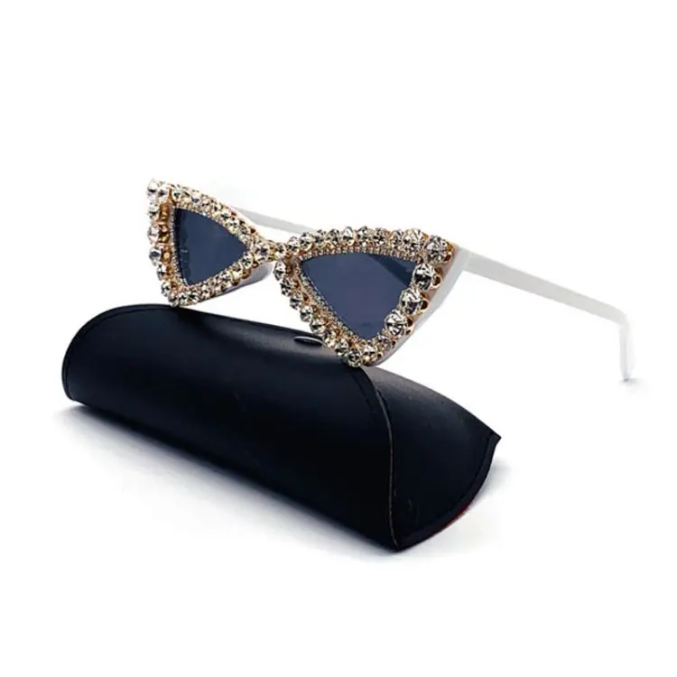 

flash diamond female decoration trend vintage eyewear cat eye sunglasses, Multi colors