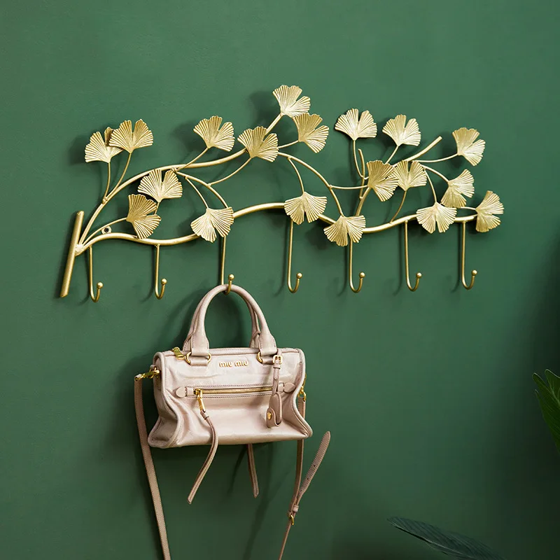 

Entryway Decorative Hook Home 3D Ginkgo Leaf Tableau Decor Wall Art, Gold