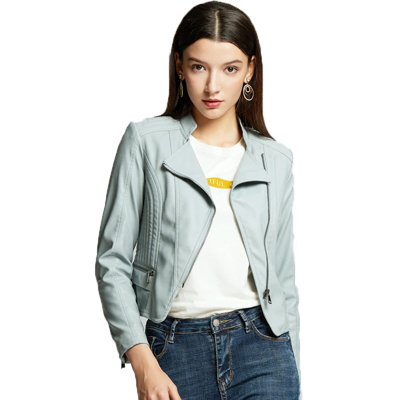 

2021 autumn and winter new women's leather clothes PU leather jacket fashion slim fit short coat sexy women's motorcycle clothes