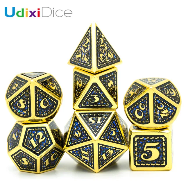 

DND Metal Glitter Polyhedral Dice, Golden