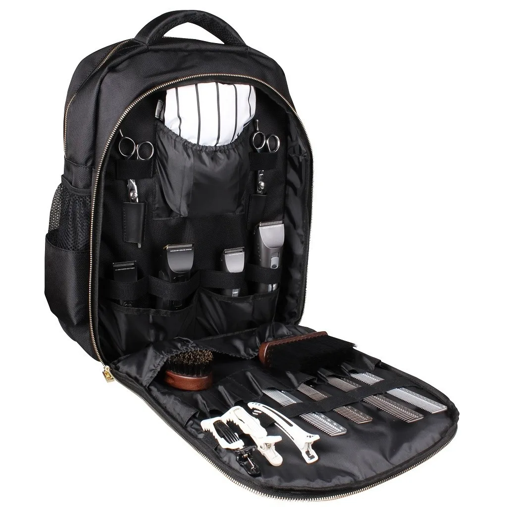 

Custom Professional Men Travel Barber Stylist Equipment Hairdresse Tool Kit Barber Backpack Bag, Black