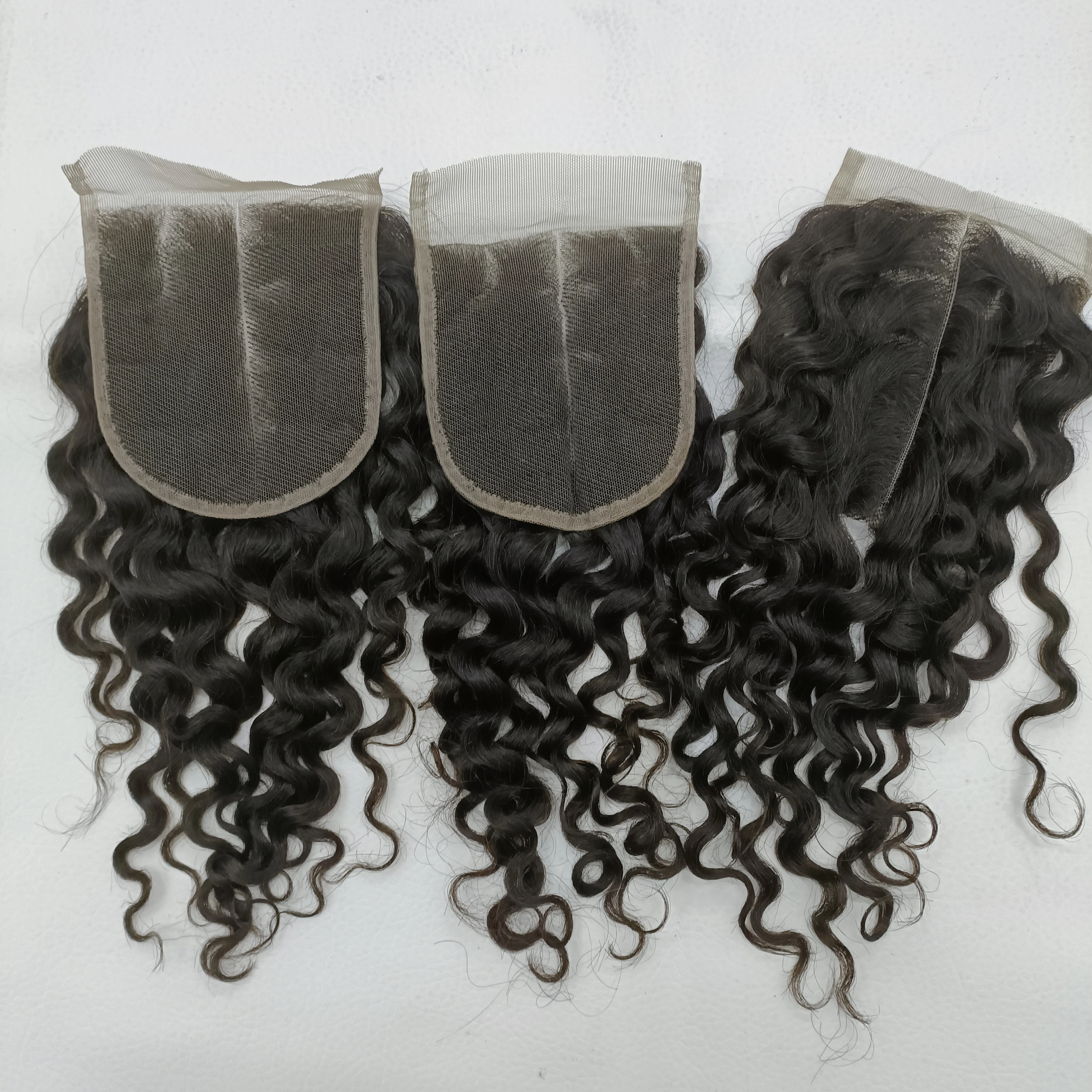 

Letsfly Free Shipping 4x4 Lace Deep Wave Closure Hand Made Brazilian Virgin Hair Bundles With Lace Closure