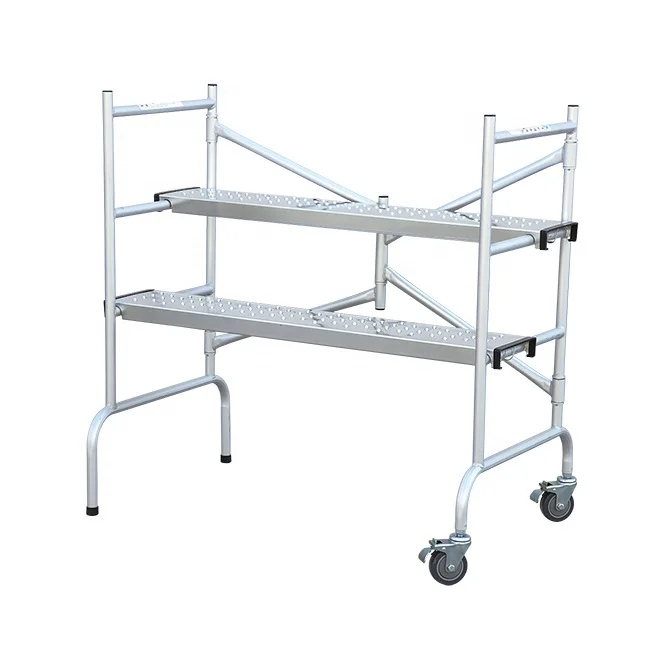 Light weight aluminum multi-purpose  scaffolding combination ladder with wheels