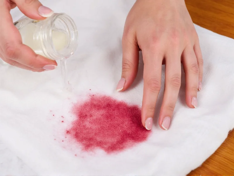 Vinegar solution removing red wine stain from cotton