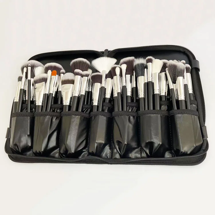 

OEM Cosmetic Beauty Tool With Bag Luxury Complete 40 Pieces Black Wooden Handle Makeup Brush Set Professional Makeup Brushes Kit