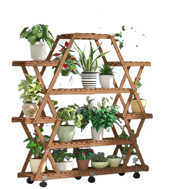

K&B hot popular wholesale 2021 new design solid wood flower pot stand, As picture