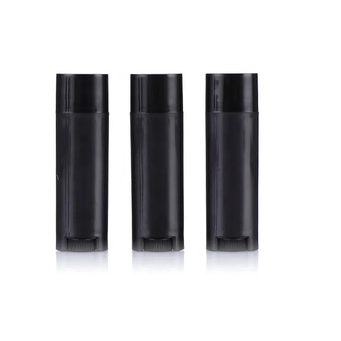 

4.5g 0.15oz empty refillable plastic DIY oval black lip balm tubes lip balm container
