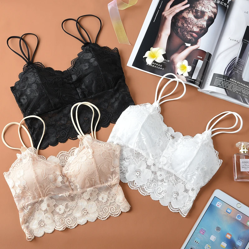

Woman young girl style yoga sports black white new lace bra for girls