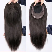 

100% European Virgin Hair silk base hair topper natural black double drawn full end full coverage wefted Topper