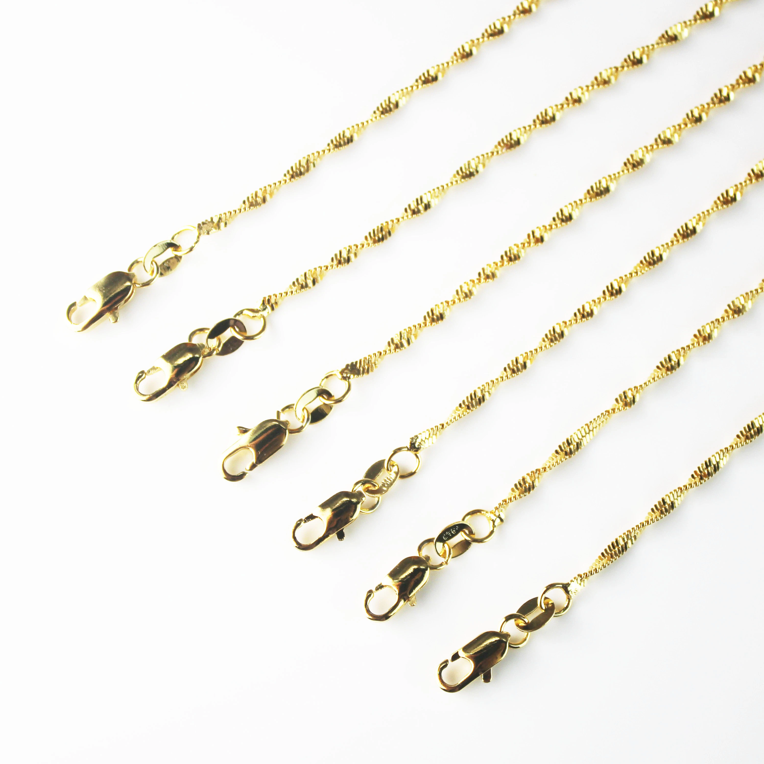 

BZM Real gold ion IP plating water wave chain necklace all-matching  female water wave twisted chain, Double layers vacuum pvd/ip real gold plated