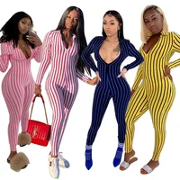 

2019 Women Sexy One Piece Jumpsuit Striped Sportswear Jumpsuit And Rompers