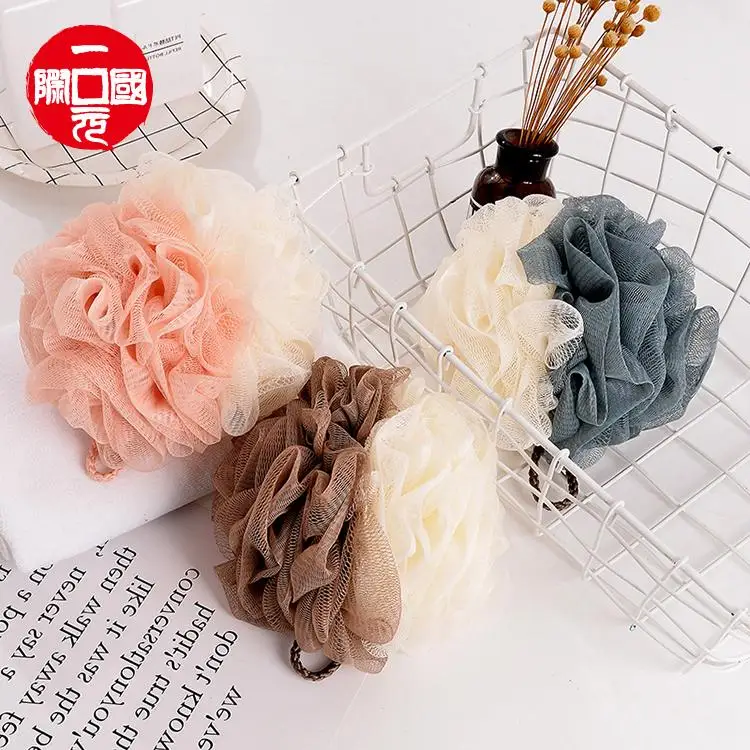 

New Super Soft Exfoliating Eco Double Color Shower Net Puff Loofah Mesh Bath Sponges