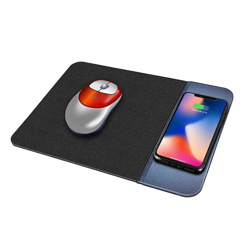 

2 in 1 gaming mouse mat with phone charger wireless charge charging pad, Black blue grey gold