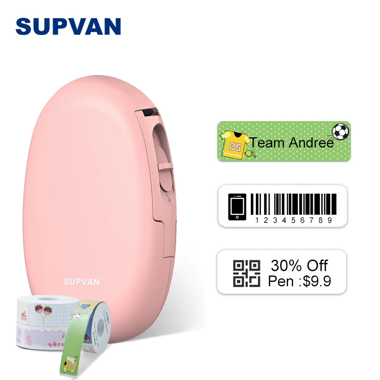 

Supvan wireless Mobile sticker mini portable thermal label printer for mobile phone, White green pink