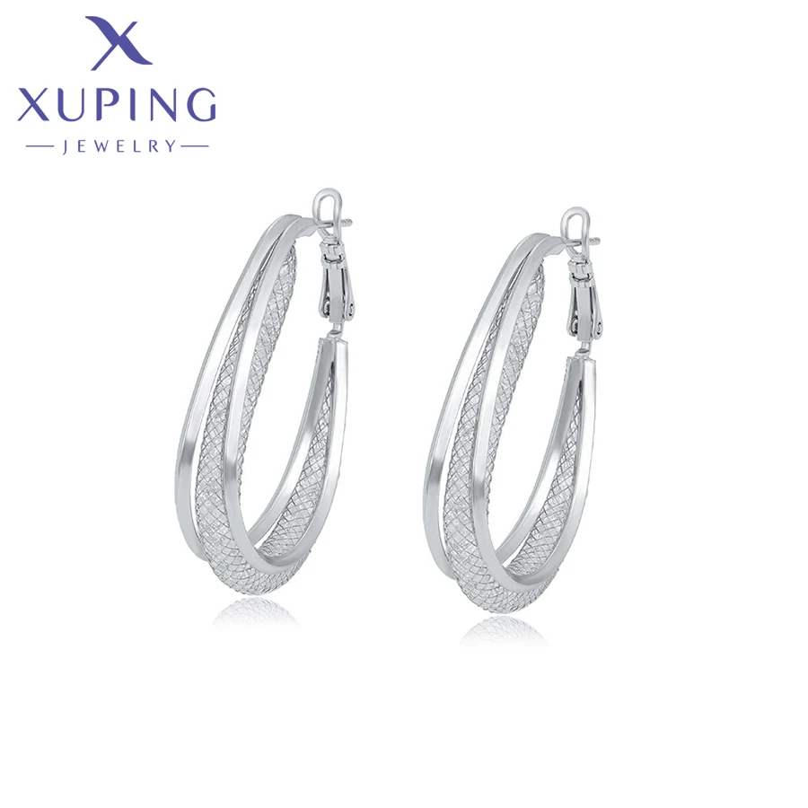 

X000777974 xuping jewelry fashion easy crystal earring platinum plated Elegant Simple hoop earrings women