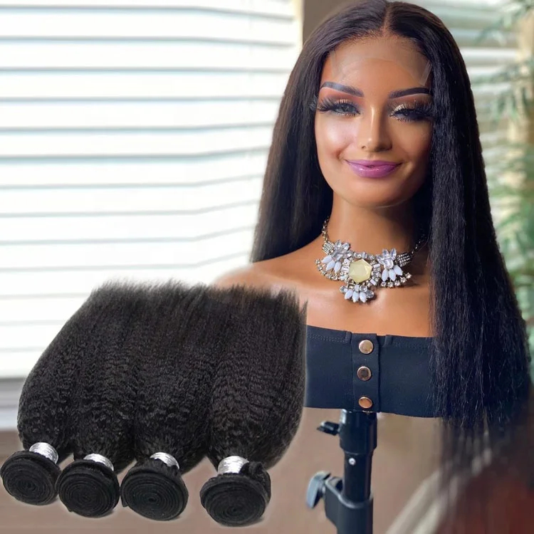 

100 Human Hair Weave Brazilian Hair Bundles Kinky Straight Virgin Hair Extension