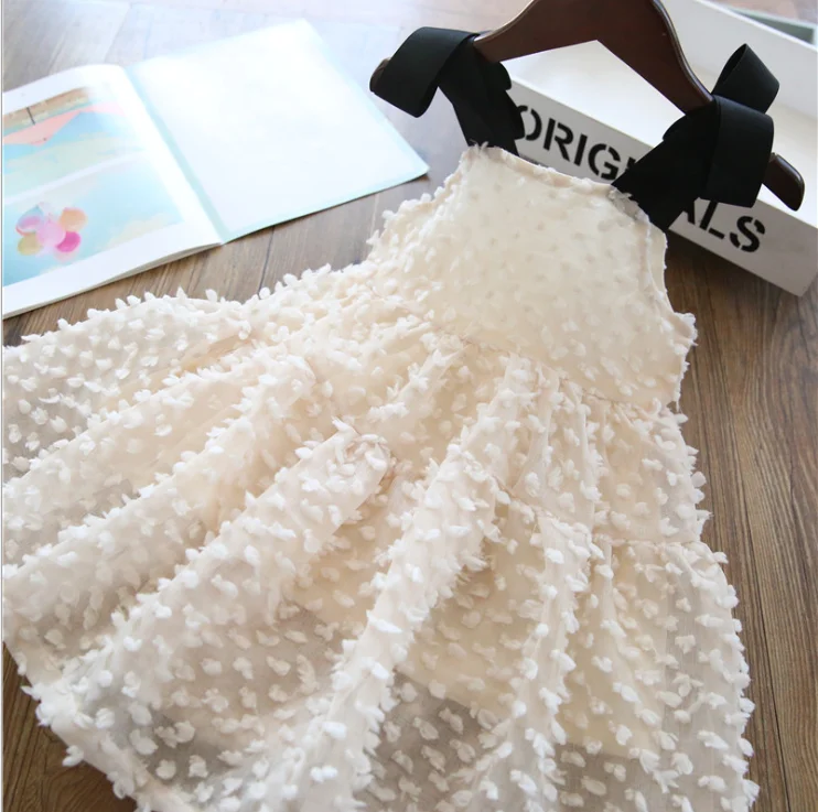 

2021 Summer New Girls Dress Korean Children Princess Dress With Bow Tie