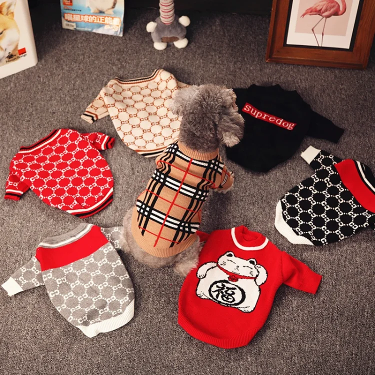 

Fashion Brand Pet Dog Sweater Knitted Plush Warm Puppy Cat Clothes