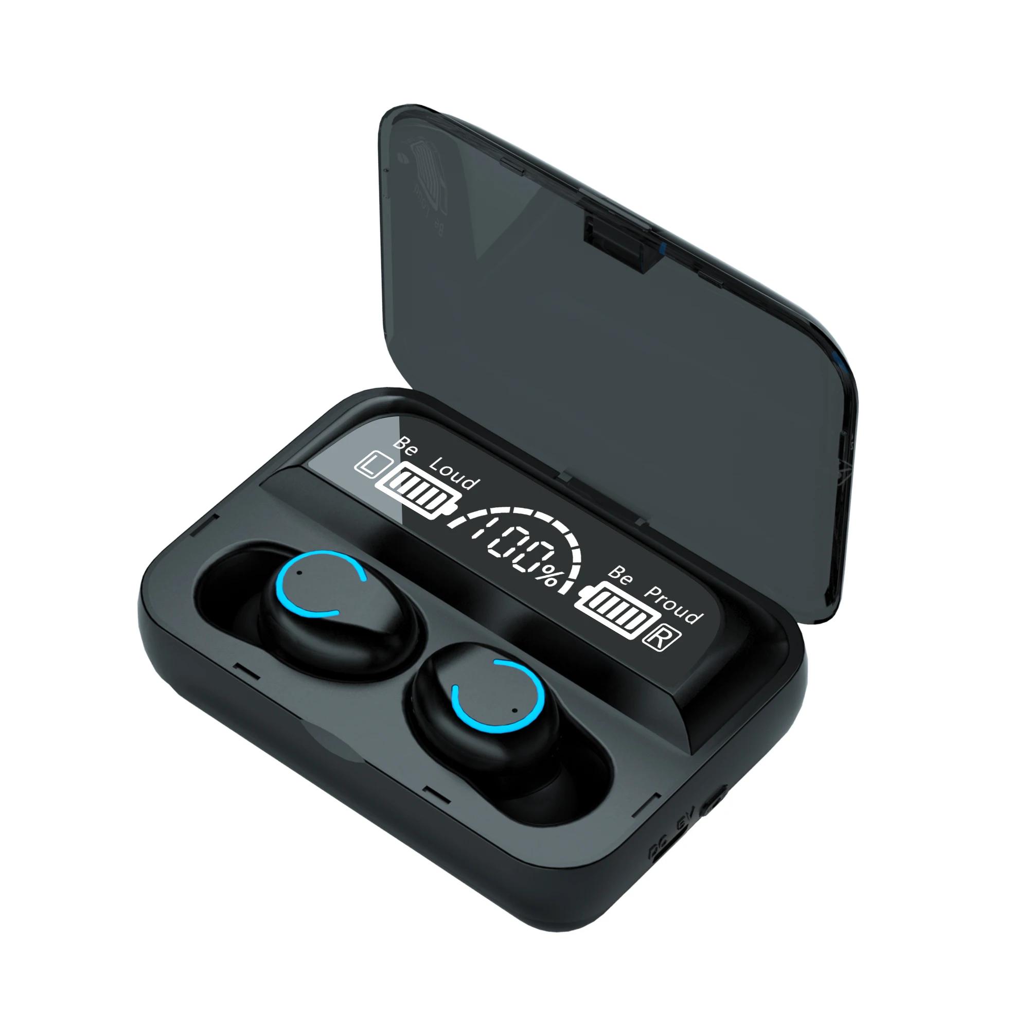 

charger case F9 5 display i12 ear buds LED audifonos inalambricos Sports waterproof bluetot headsets wireless tws earphones, Black