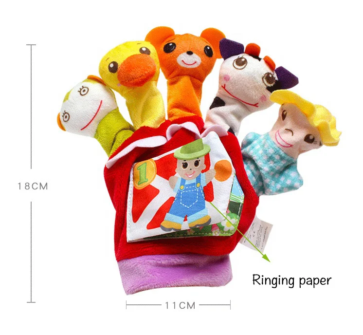 Baby Toys 012 Months Cartoon Animal Finger Puppet Cloth Book Loud