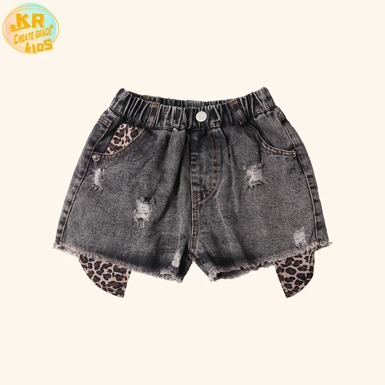 

Kids Summer Fashion Girls Denim Shorts Leopard Baby Pants Baby Pants Shorts