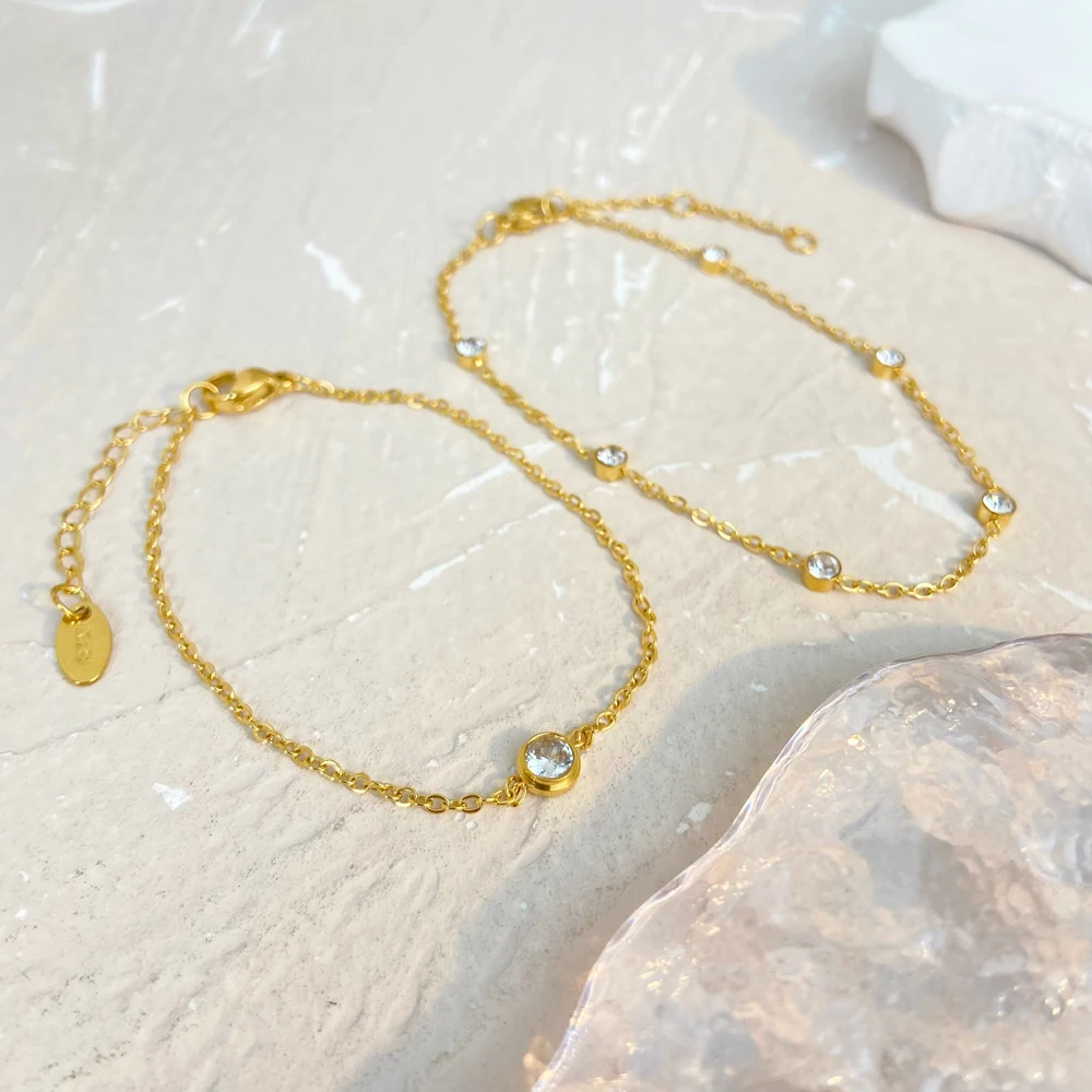 

Exquisite bracelet jewelry Simple single diamond six diamond stainless steel 18k gold bracelet