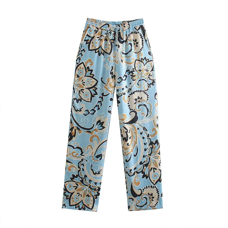

BMURHMZA2021 summer autumn new women's Bohemian style drawstring elastic waist printed women's pants, Picture
