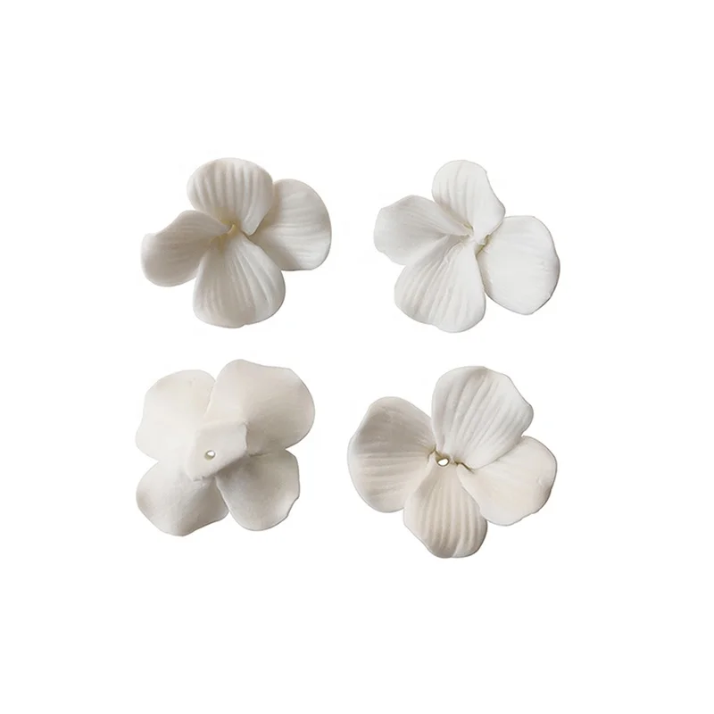 

White Color Flat Bottom Ceramic Flowers Wedding Decoration Materials Handmade Jewelry DIY Earrings Making Accessories