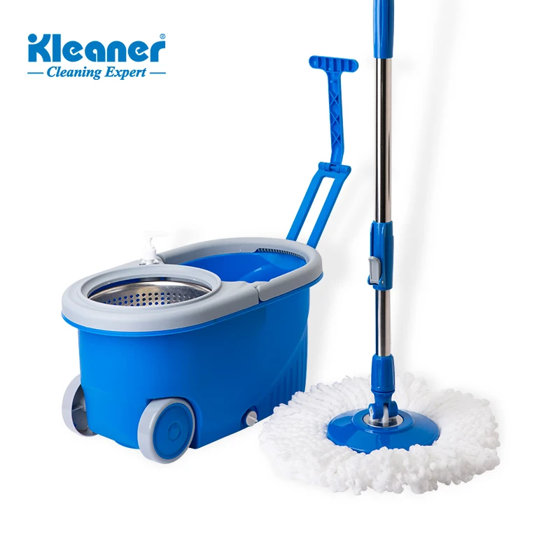 

GST002 Kleaner 360 Microfiber Spin go mop bucket with drain plug in bottom, Blue