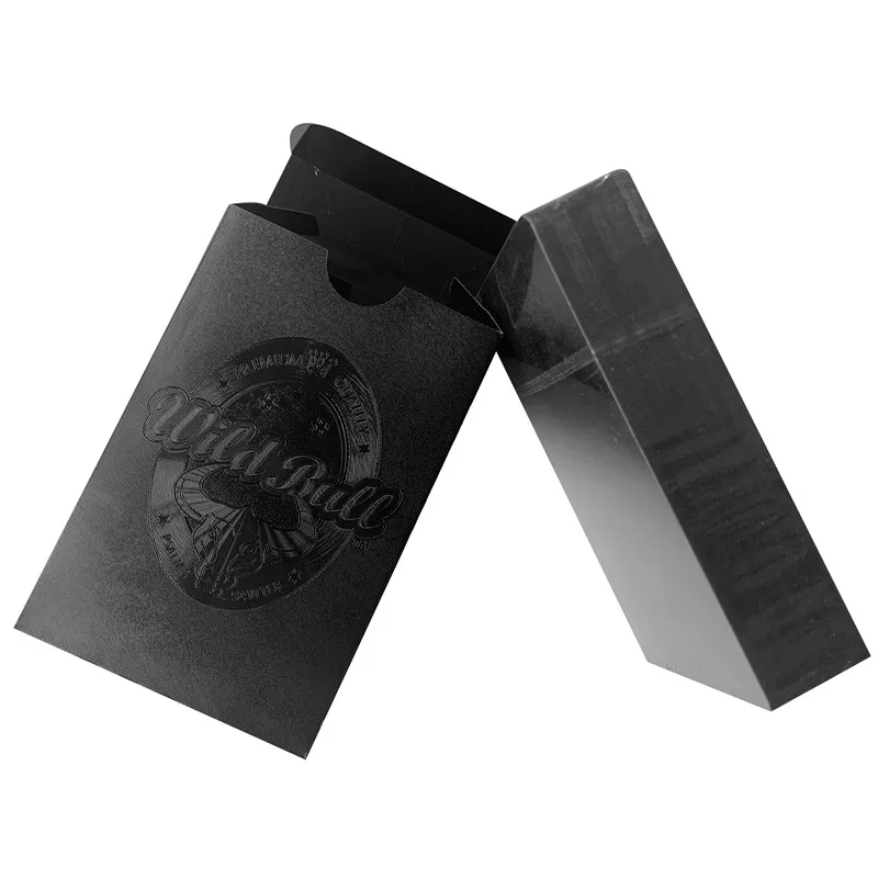 

2021 Wholesale Wild Bull Black Embossing Cards Black foil Plastic Playing Cards
