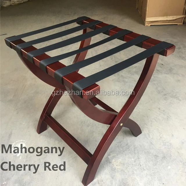 
Classic Mahogany Folding Luggage Stand for Hotel Room / Wooden Luggage Racks 