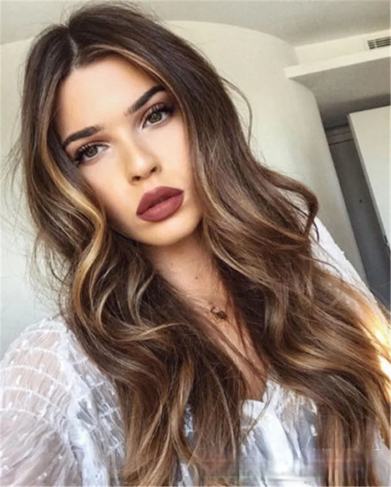 

Dropshipping Fashion Lady Big Wave Long Curly Hair Brown Gradient Color Real Human Hair