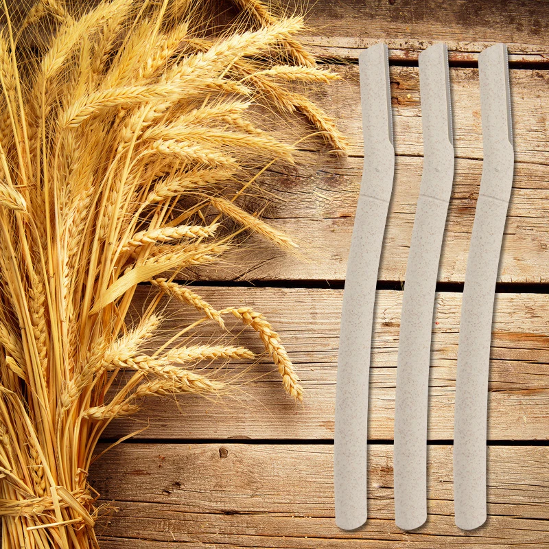 

Eco-friendly eyebrow razor dermaplaning tool single blade biodegradable material wheat straw sharper grooming razor