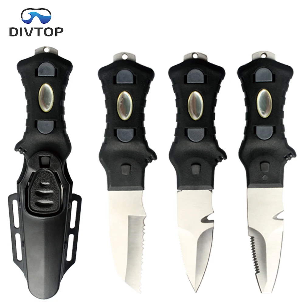 

New Arrival OEM Blunt Pointed Tip Stainless Steel Dive Knife, Fixed Blade Line Cutter diving equipment.