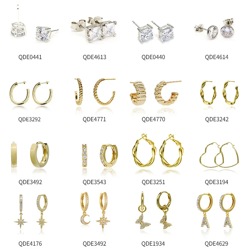 

Gold Color Brass unique summer wedding drop beaded diamond stud hoop earrings