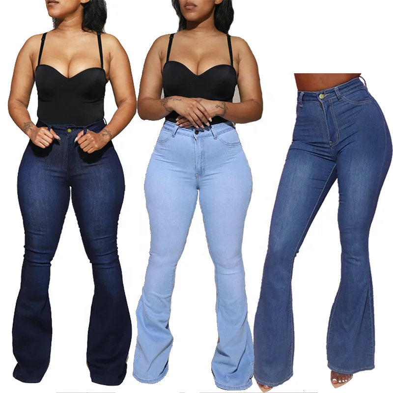 

2021 Flare Jeans Women Pants High Waist Leggings Wholesale Girls Bell Bottom Plus Size Jeans Women pantalon femme