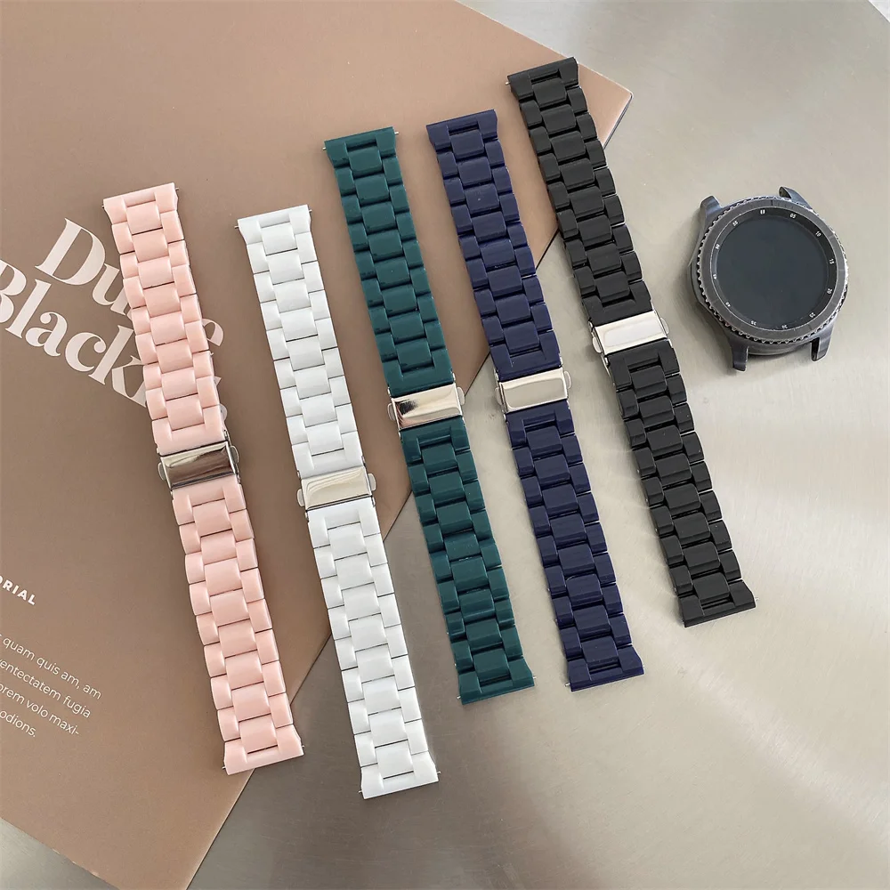 

Fashion PC Three Beads Watch Band For Samsung Watch 3 Gear S3 Luxury Replacement Wrist Strap For Huawei Watch3 / 3 Pro 22mm 20mm, 4 colors