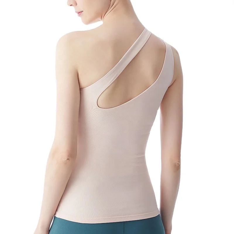 

Women Ultra Soft Compression Single Shoulder Quick Dry Exercise Body Building Tank Tops, Customized color