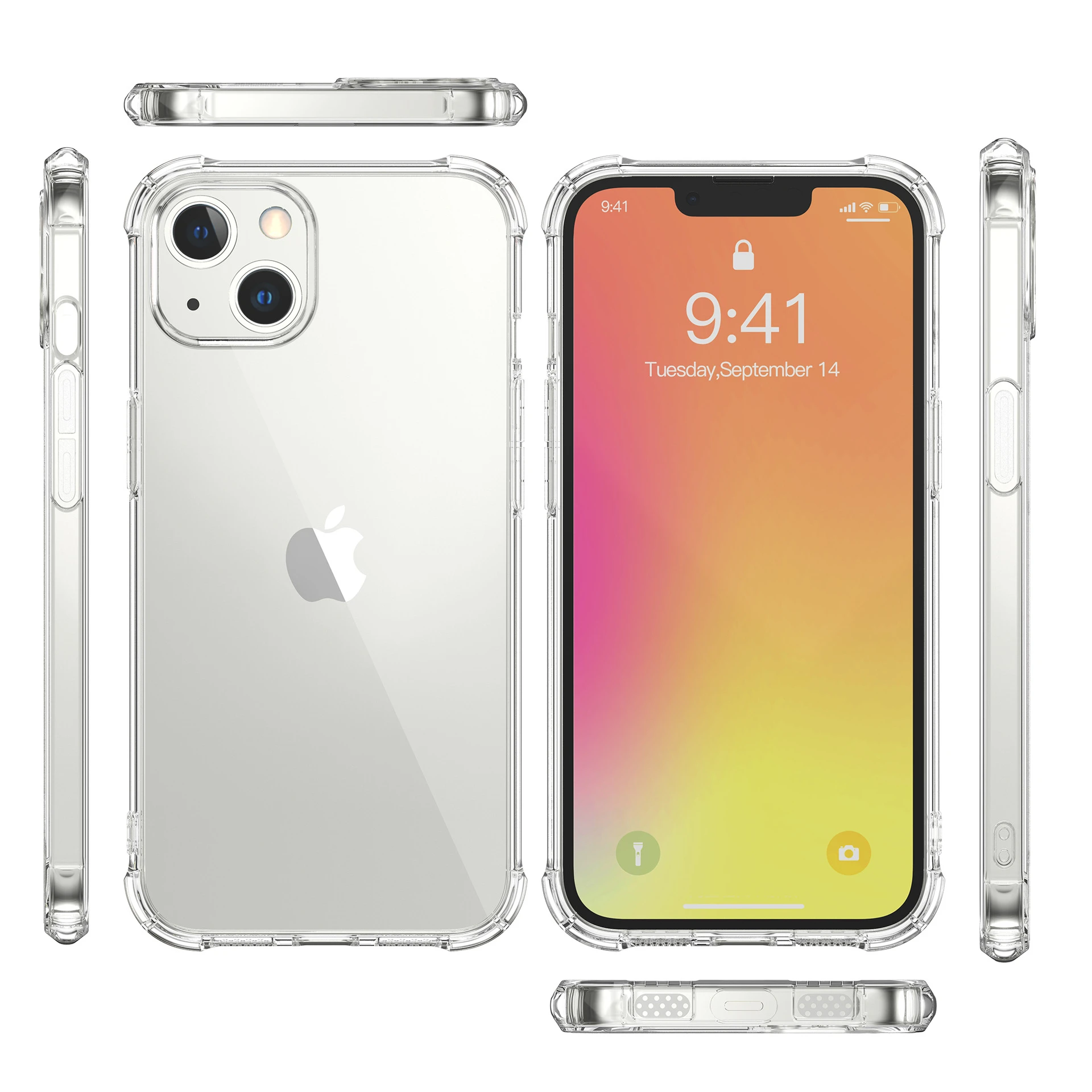 

Hot Selling Mobile Phone Case For iPhone 11 12 13 Pro Max Mini XS Max Clear Back Cover Airbag Anti-fall Case