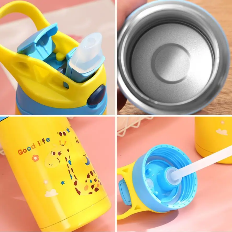 Newly Children's Thermos Water Bottle For Baby Stainless Steel Doublelayer Fashion Bounce Pot
