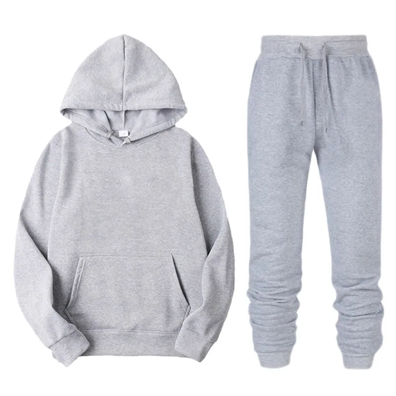 

JACKETOWN Custom Blank Men's Pullover Casual Gym Sports Sweatpants and Hoodie Set Winter Fleece Hoodie Set Unisex