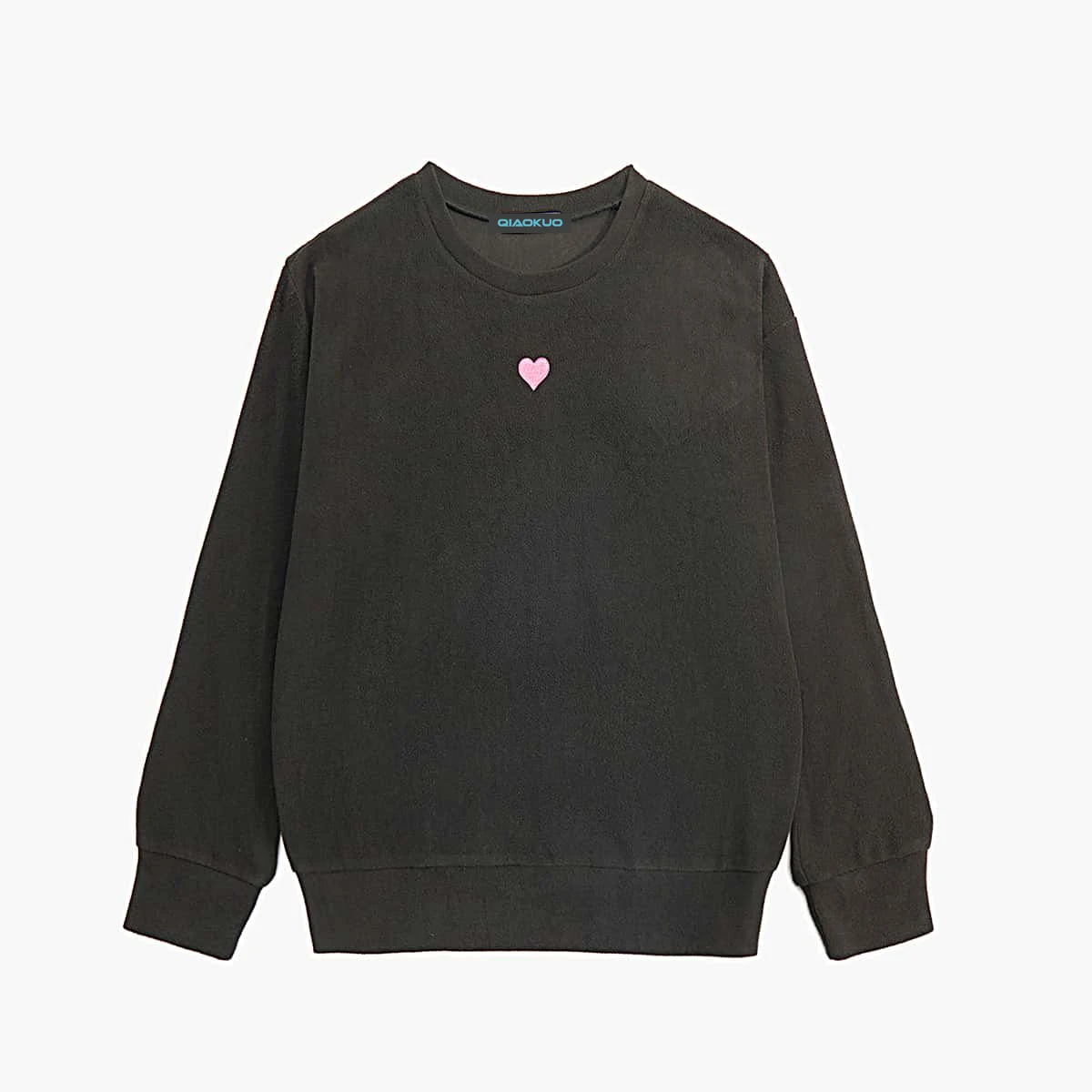 

Custom Women Red Love Embroidered Black Plain Sweatshirt