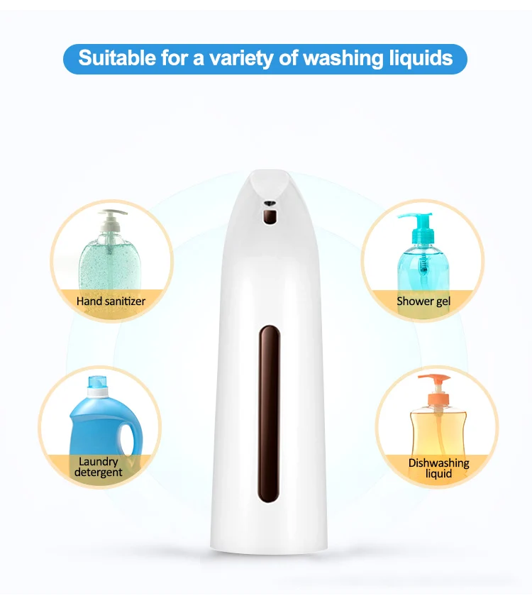 Ce Rohs White Silver 400ml Electric Automatic Auto Touch Free Hand Liquid Soap Dispenser With