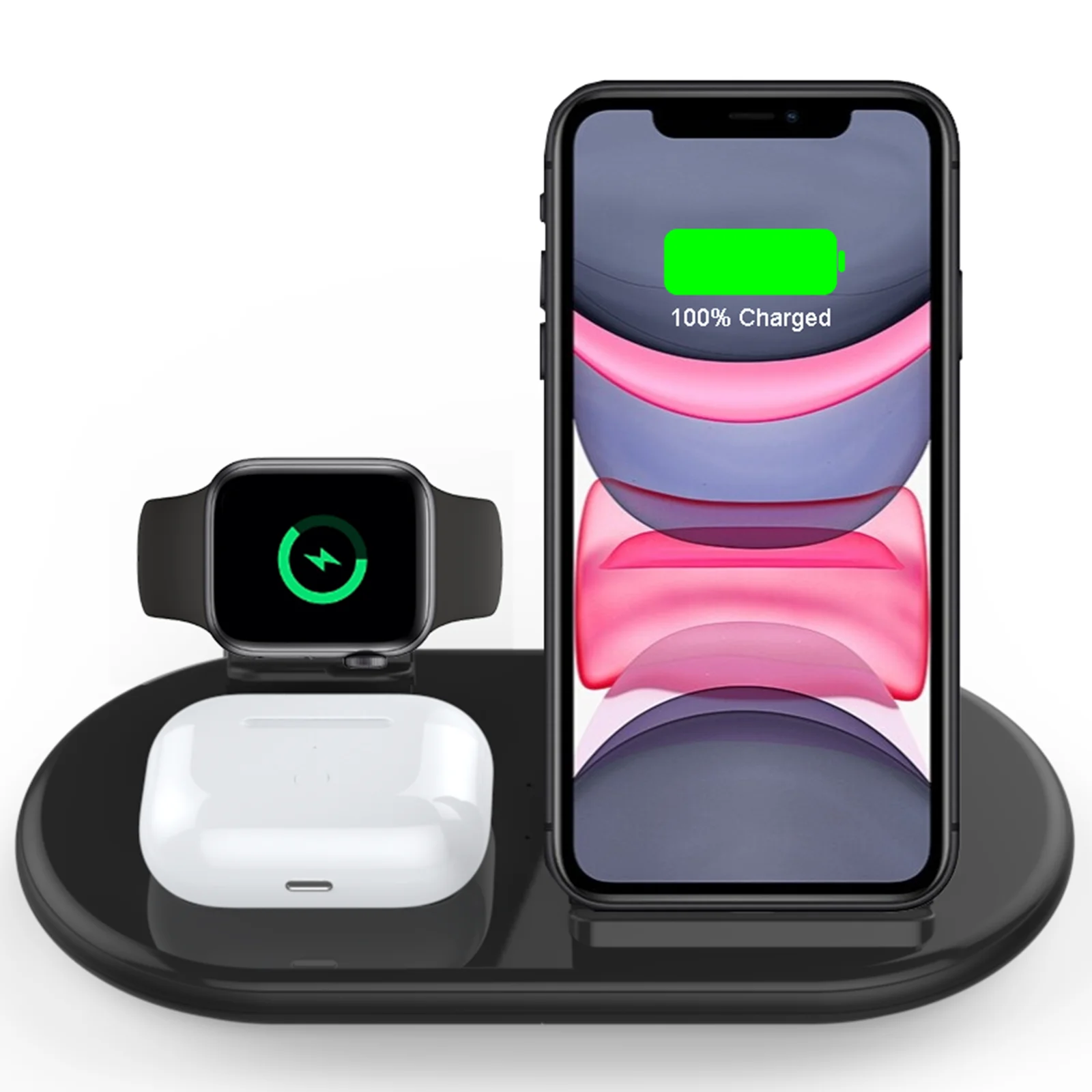 

2021 Amazon Different Hotsale Wireless Charger for Apple Watch 3 in 1 Wireless Charging Station for universal wireless charger, White&black
