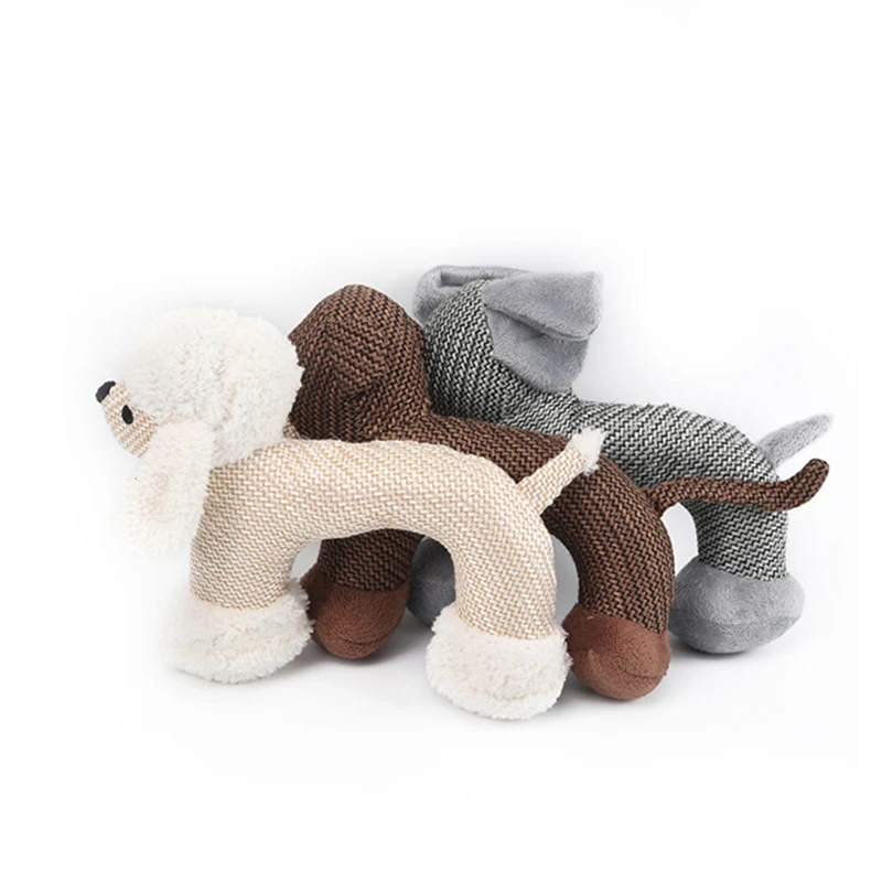

2020 Design Plush Animal Stuffed Doll Pet Toy Eco-Friendly Dog Chew Toy, Gray,white,brown