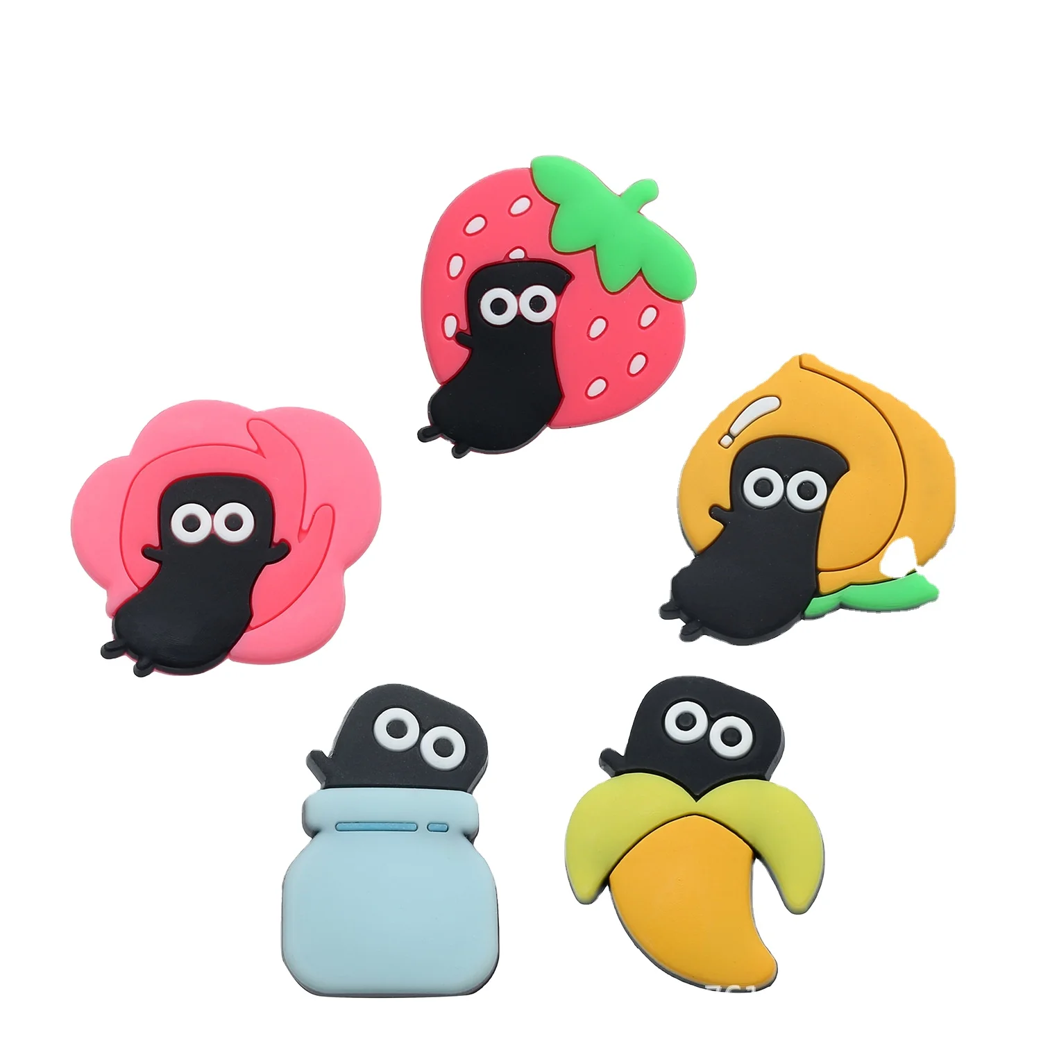 

Lovely fruit charms cartoon banana and strawberry PVC croc charms shoe assemble Custom designer garden custom for croc sandals