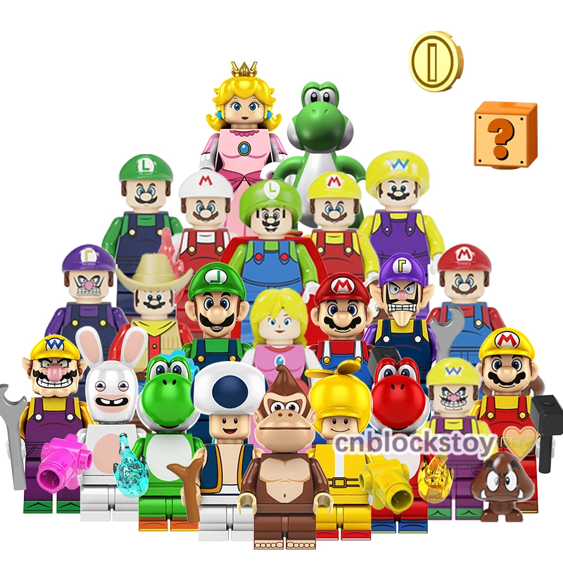 

Cartoon Game Super Mario Yoshi Luigi Bros Movie Mini Bricks Figure Building Block Kids Collect Plastic Toy KF6186 CY8001 CY8003